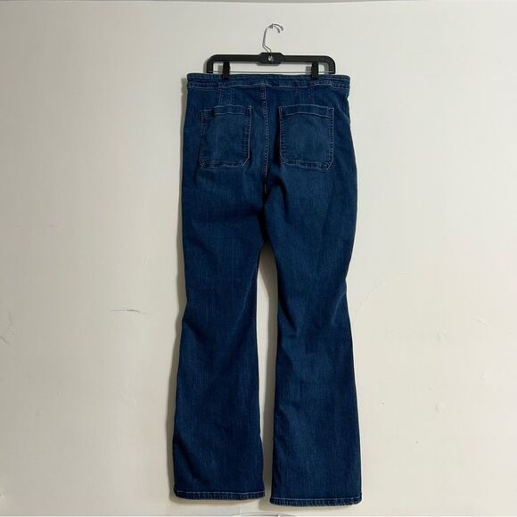 Pilcro Anthropologie Flare Wide Leg Dark Wash High Rise Jeans Size 34 - Picture 4 of 10
